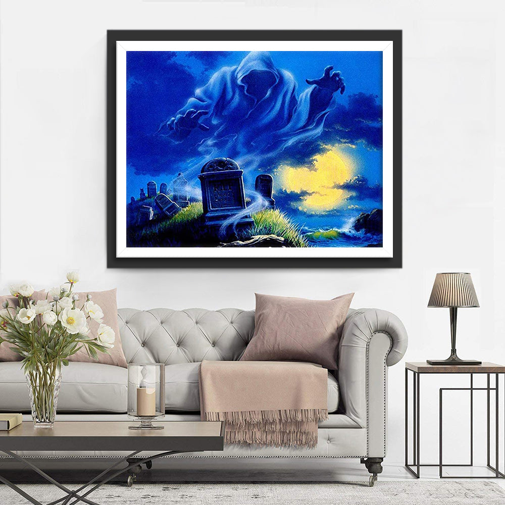 Zwevend Spook bij Graven Diamond Painting